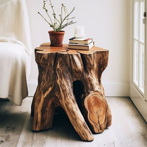 Antique Wood Furniture, Woodworking Projects Ideas, Woodworking For Beginners, Rustic Furniture Design, Woodworking Hacks, Amazing Woodworking, Wooden Bedside Table, Log Furniture, Wood Rustic