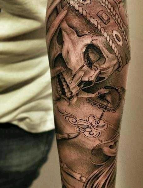 Tattoos Arm Mann, Lowrider Tattoo, Tatoo 3d, Kiss Tattoos, Catrina Tattoo, Sick Tattoo, Sugar Skull Tattoos, Geniale Tattoos, Incredible Tattoos