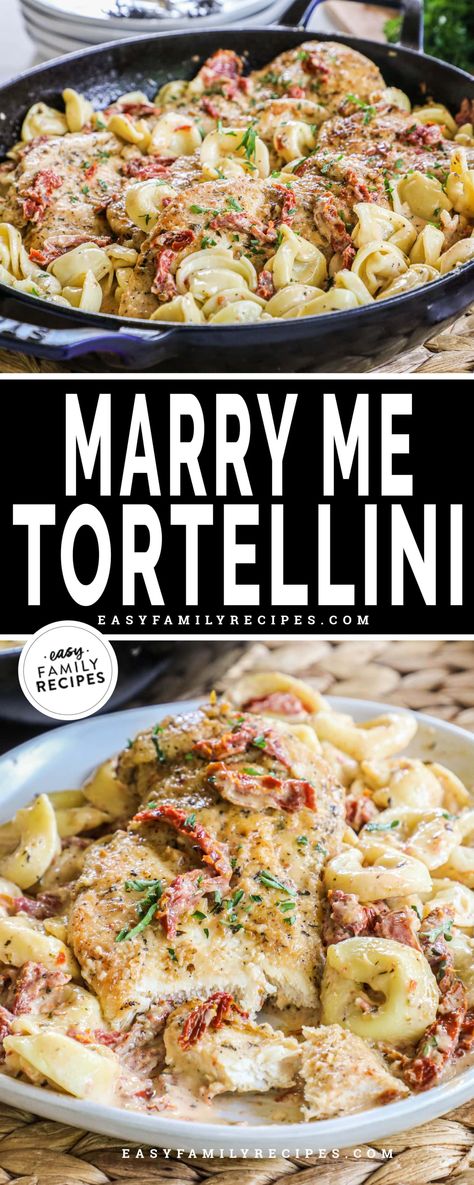 Merry Me Tortellini, Chicken Tortolini Recipe, Sundried Tomato Tortellini, Chicken Tortellini Recipes, Marry Me Chicken Tortellini, Cheese Tortellini Recipes, Pan Fried Chicken Breast, Cheesy Tortellini, Tortellini Recipe