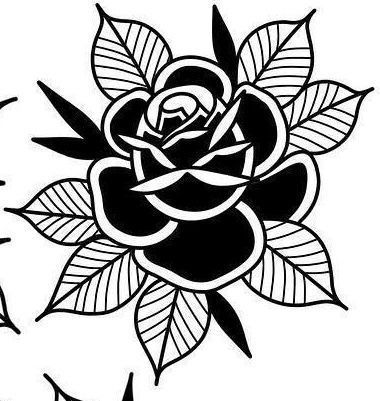 American Traditional Rose, Traditional Tattoo Black And White, Old School Rose, Rose Tattoo Stencil, Black Rose Tattoo, Traditional Tattoo Drawings, Traditional Tattoo Flowers, Rose Stencil, Rose Tattoos For Men