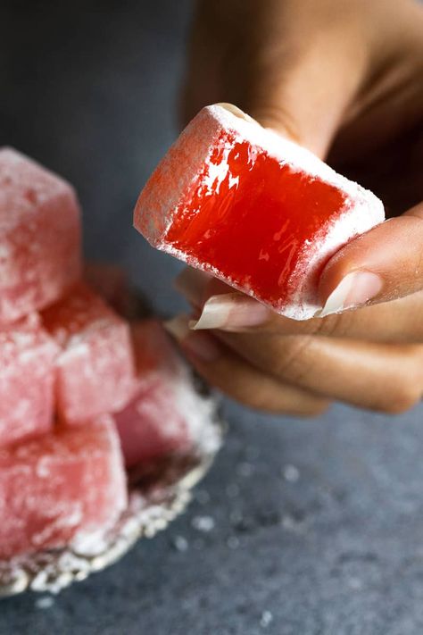 Authentic Turkish Delight, Christmas Turkish Delight, Narnia Turkish Delight Recipe, Strawberry Turkish Delight, Easy Turkish Delight Recipe, How To Make Turkish Delight, Narnia Cake Ideas, Narnia Recipes, Turkish Delight Narnia