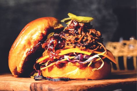 Slow-Cooked Beef Brisket Burger - WellBeing Magazine Beef Brisket Burger, Brisket Burger Recipe, Crab Bites, Fancy Burgers, Slow Cooked Beef Brisket, Slow Cooked Brisket, Brisket Burger, Wellbeing Magazine, Dude Food