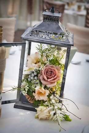 lantern wedding centerpiece 14                                                                                                                                                                                 More Lantern Centerpiece Wedding, Lantern Centerpiece, Garden Party Theme, Country Garden Weddings, Tafel Decor, Lantern Centerpieces, Wedding Floral Centerpieces, Wedding Lanterns, Centerpiece Wedding