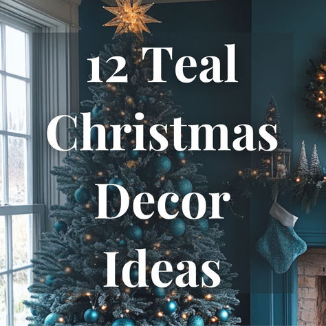 Teal Christmas Decor Ideas Teal White Christmas Tree, Red Gold Turquoise Christmas Tree, Teal And Rust Christmas Tree, Teal Red And Green Christmas Decor, Teal Christmas Decor Ideas, Teal Christmas Trees, Dark Teal Christmas Tree, Turquoise Christmas Tree Decorations, Dark Teal Christmas Decor