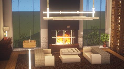 Minecraft Living Room Modern, Minecraft Kitchen Ideas Modern, Modern Minecraft Kitchen, Minecraft Modern Interior, Minecraft Living Room Ideas, Minecraft Living Room, Chalet Minecraft, Minecraft Shaders, Case Minecraft