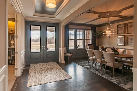 Dining Room At Front Of House, Open Floor Plan Foyer Entrance, Entrance Into Dining Room, Dining Room Front Of House Entryway, Dining Room At Entrance Of House, Open Foyer Ideas Entryway, Open Entryway, Fischer Homes, Mason Ohio