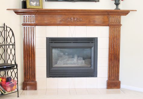 polyshade oak mantel makeover Honey Oak Fireplace, Fireplace Mantel Makeover, Mantle Makeover, Fireplace And Mantle, Mantel Makeover, Corner Fireplace Living Room, Fireplace Accent Walls, Wood Mantle Fireplace, Oak Mantle