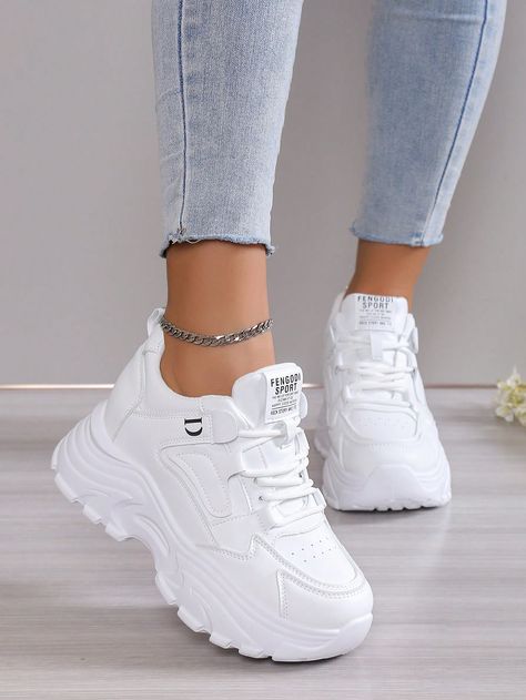 White  Collar     Embellished   Women Shoes Casual Shoes Women Sneakers, Casual Athletic Shoes, White Nike Shoes, Basket Style, Pretty Shoes Sneakers, Cute Shoes Heels, Shoes Heels Classy, Shoes Outfit Fashion, Cute Sneakers