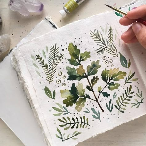 Painting Leaves, Watercolour Inspiration, Watercolor Sketchbook, Love Painting, Watercolor Artist, Painting Patterns, Botanical Illustration, Botanical Art, Runes