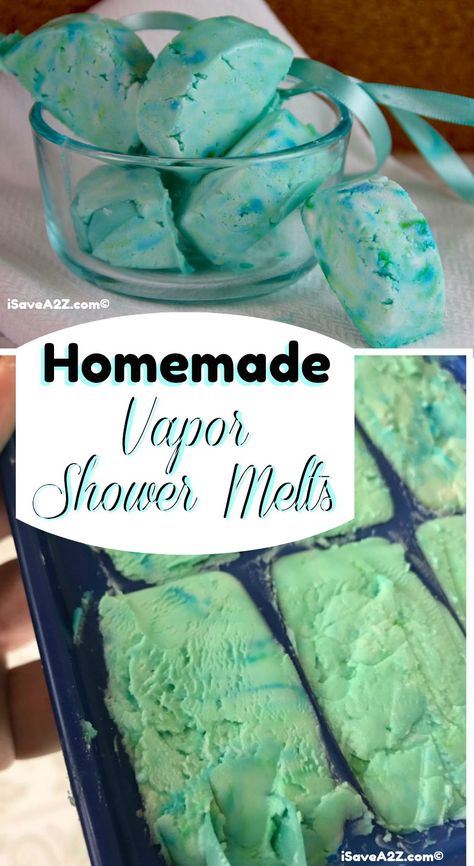 Homemade Shower Melts Recipe Using Vapor Rub or essential oils Vapor Shower Melts, Vicks Shower, Shower Steamers Diy, Vicks Vapor Rub, Shower Melts, Vicks Vapor, Melt Recipe, Sinus Problems, Bath Melts