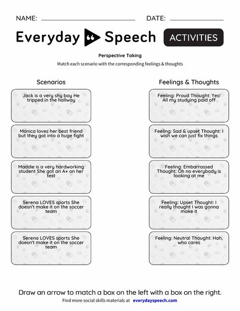 Perspective Taking - Everyday Speech - Everyday Speech Problem And Solution Worksheet, Everyday Speech, Problem Solution Essay, Speech Therapy Worksheets, Reference Template, Formal Quotes, Perspective Taking, Impulse Control, Receptive Language