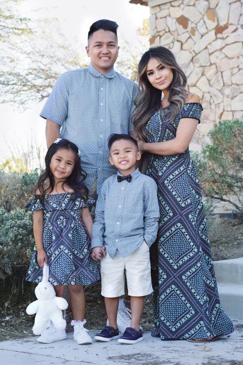 Get ready for Easter with matching styles for the entire family. Shop these blues for your fam at The Children's Place. 📷: @hausofsherry Family Occasion Outfit, Easter Outfits For Family, Easter Outfit Family, Easter Family Outfits, Family Easter Outfits, Easter Family Pictures, Family Clothing Sets, Long Skirt Pattern, Flower Printed Dress