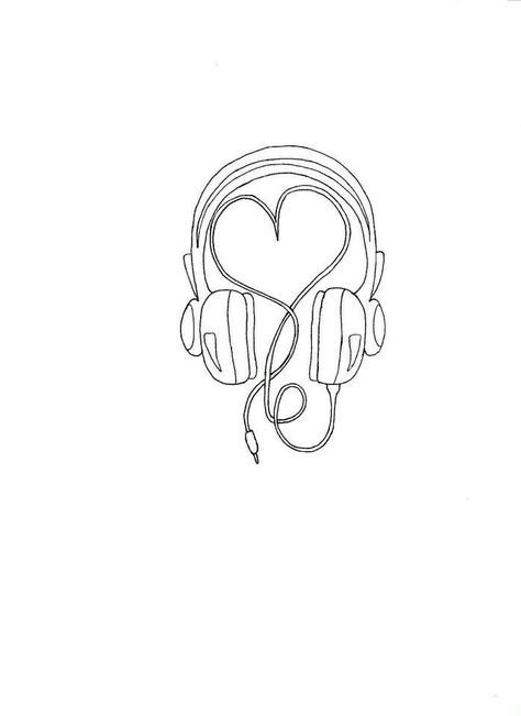 Cute Music Drawings Easy, Musical Sketches, Sketches Heart, Dog Paw Drawing, Music Drawing, Tattoo Painting, Emo Love, Music Cartoon, Tattoos For Lovers