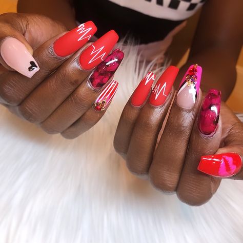 Red Valentines Day Nails Anti Love Nails, Anti Valentines Day Nails, V Day Nails, Red Valentines Day Nails, Anti Love, Valentines Day Nails, Anti Valentines, Diy Acrylic Nails, Fancy Nails Designs