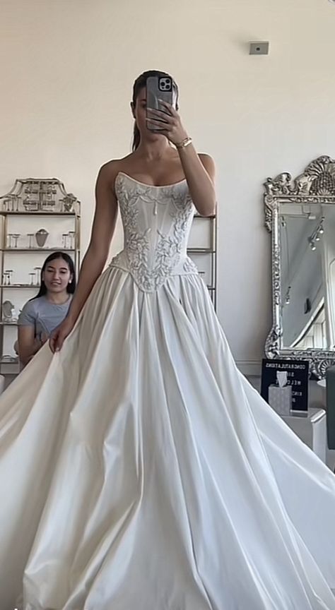 Beaded Corset Prom Dress, Low Rise Wedding Dress, Silk Sparkle Wedding Dress, Corset Wedding Dress With Veil, Structured Corset Wedding Dress, Low Corset Wedding Dress, Corset Waist Wedding Dress, Low Waist Corset Wedding Dress, Hair With Bow Aesthetic