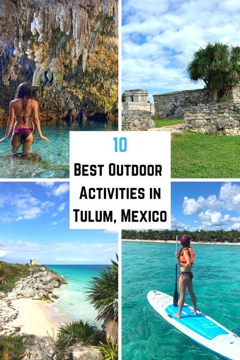 Get Outside in Tulum! Check out these 10 best outdoor activities in the paradise town of Tulum, Mexico. Cenotes, beaches, jungle, Mayan Ruins...  #OutdoorTravel #OutdoorTulum #TravelBlog #TulumTravelIdeas #Tulum #AdventureTulum #TulumOutdoorActivities Mexico Cenotes, Swim With Turtles, Tulum Travel Guide, Tulum Ruins, Tulum Travel, Mexico Cruise, Mexico Travel Guides, Best Cruise, Mayan Ruins