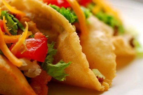 The good, the bad and the puffy tacos | Homesick Texan Puffy Tacos Recipe, Puffy Taco, Puffy Tacos, Crispy Tacos, Taco Shells, Taco Bar, Taco Stuffed Shells, Tex Mex Recipes, Latin Food