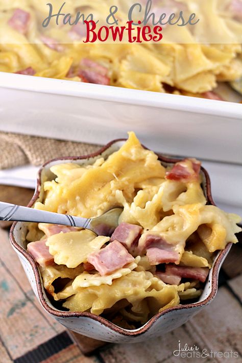 Ham  Cheese Bowties ~ Comforting Casserole Loaded with Pasta, Ham and Cheese! Pasta Ham, Cheesy Ham Casserole, Homemade Cheese Sauce, Ham Casserole, Leftover Ham Recipes, Ham Cheese, Leftover Ham, Ham Recipes, Leftovers Recipes