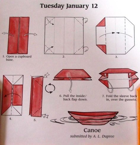 canoe instructions | Jo Gemmell | Flickr Diy Canoe, Dugout Canoe, Cardboard Boat, Origami Projects, Canoe Building, Origami Architecture, Daycare Activities, Origami Easy, Teaching Music