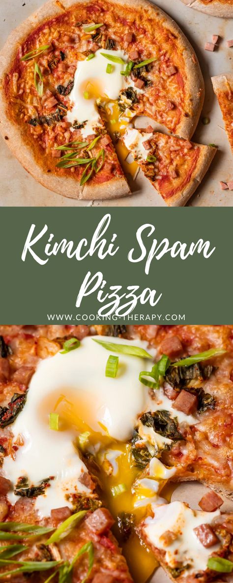 Spam Pizza, Kimchi Pizza Recipe, Kimchi Pizza, Cooking Therapy, Blogger Ideas, Meat Lovers Pizza, Cooking Pizza, Kimchi Recipe, Korean Recipes