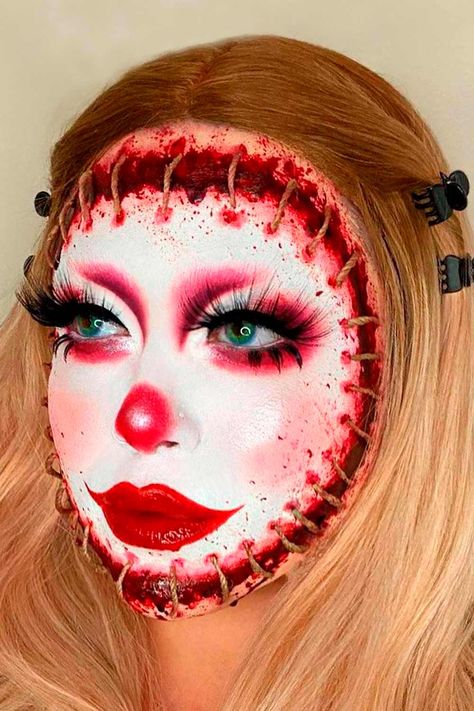 Scary Face Halloween Makeup, Scary Glam Halloween Makeup, Scariest Halloween Makeup, Best Halloween Makeup Looks, Scary Horror Makeup Ideas, Halloween Spooky Makeup, Halloween Creative Makeup, Halloween Makeup Looks Scary Easy, Scary Clown Makeup Ideas