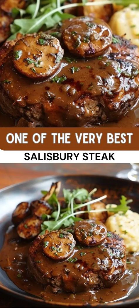 One of THE VERY BEST Salisbury Steak: A Comforting Classic Easy Salisbury Steak Recipe, Best Salisbury Steak, Steak And Gravy, Easy Salisbury Steak, Recipe With Ground Beef, Salisbury Steak Recipe, Salisbury Steak Recipes, Easy Steak Recipes, Dinner Sandwiches