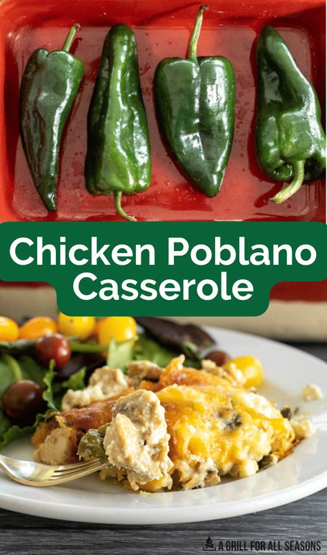 Chicken Poblano Pepper Recipes, Chicken Poblano Rice Casserole, Poblano And Chicken Recipes, Chile Relleno Casserole With Chicken, Poblano Pepper And Chicken Recipes, Chicken Pepper Casserole, Sante Fe Chicken Casserole, Chicken Relleno Casserole, Crockpot Poblano Chicken