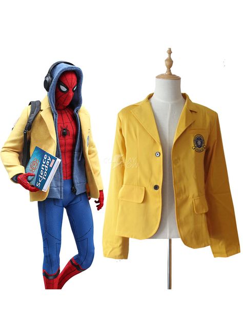 Spiderman Homecoming Costume, Girl Unicorn Costume, Spider Man Homecoming, Black Cat Marvel, Spiderman Costume, Spiderman Cosplay, Yellow Blazer, Spiderman Homecoming, Male Cosplay