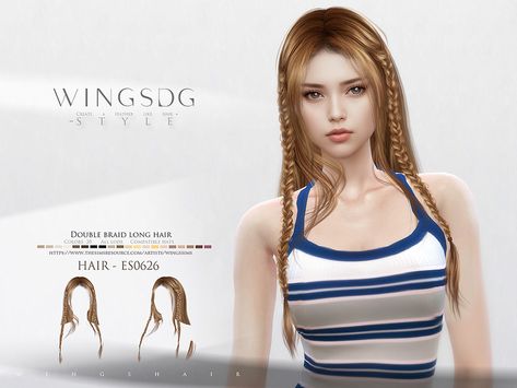 The Sims Source, Braid Long Hair, Female Sims, Mod Hair, Pelo Sims, Side Part Hairstyles, Sims 4 Cc Folder, Tumblr Sims 4, Sims 4 Gameplay