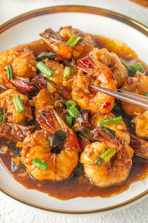 Shrimp Honey Garlic, Chinese Shrimp Recipes, Pan Fried Shrimp, Carb Quick, Low Carb Shrimp Recipes, Sweet And Spicy Shrimp, Chinese Garlic, Fried Shrimp Recipes, Flavorful Shrimp