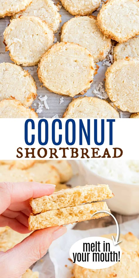 These slice-and-bake Coconut Shortbread Cookies are buttery, light, and airy. Packed with coconut on the inside and a light layer on the outside, these cookies will melt in your mouth. Coconut Slice And Bake Cookies, Slice & Bake Coconut Shortbread Cookies, Slice And Bake Coconut Shortbread, Coconut Shortbread Cookies 12 Tomatoes, Coconut Flour Shortbread Cookies, Coconut Cookies Recipes Easy, Coconut Christmas Cookies, Coconut Recipes Easy, Coconut Shortbread Cookies