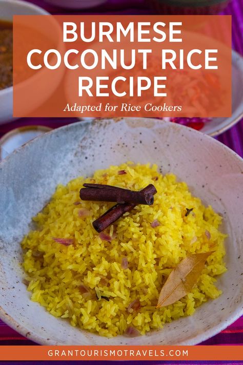 Burmese Coconut Rice, Burma Recipes, Burmese Food Recipes, Burmese Dishes, Assamese Food, Burmese Cuisine, Burmese Recipes, Myanmar Food, Best Rice Recipe