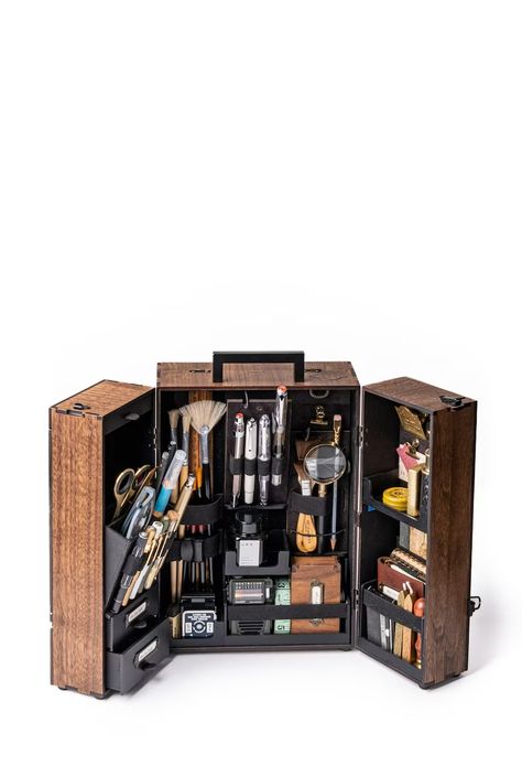 The Studio Toolbox - Etsy Portable Workstation, Fly Tying Desk, Hobby Storage, Easy Woodworking Ideas, Office Desk Storage, Accent Art, Art Studio Room, Campaign Furniture, Art Supply Organization