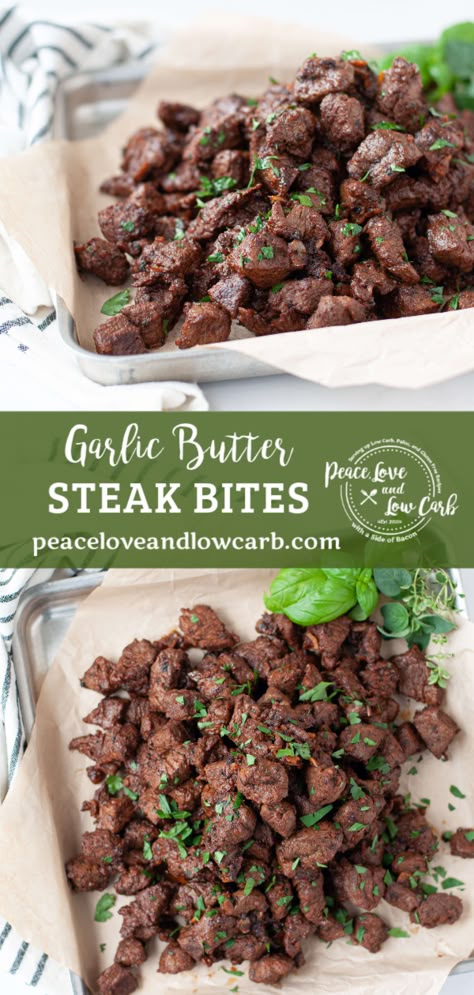 Garlic Butter Steak Bites, Butter Steak Bites, Peace Love And Low Carb, Steak Bites Recipe, Butter Steak, Egg Diet Plan, Low Carb Low Fat Recipes, Boiled Egg Diet Plan, Garlic Butter Steak