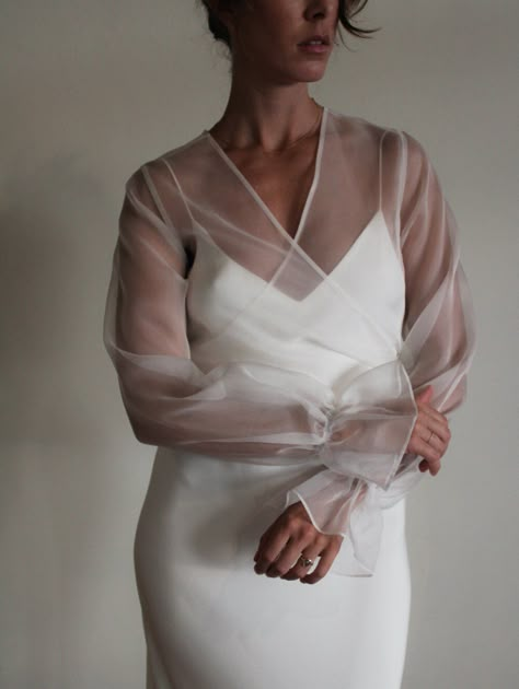 Wrap Wedding Dress, Organza Jacket, Minimal Wedding Dress, Wedding Coat, Bridal Cover Up, Bolero Wedding, Organza Blouse, Bridal Separates, Bridal Wrap