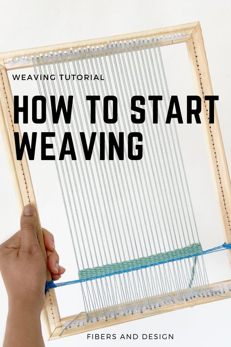 Learn how to start a weave and how to weave in this weaving tutorial for beginners. Beginning Weaving Loom, How To Weave Fabric, Weaving Loops Ideas, Learn How To Weave, Weaving Overshot Patterns, How To Make A Loom For Weaving, How To Finish A Weave On A Loom, Learn To Weave, Beginning Weaving