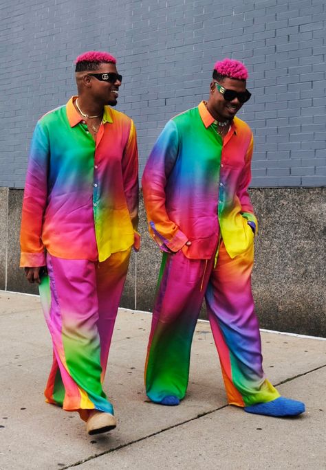 Carnival Inspiration, Silk Pajama Pants, Rainbow Gradient, Rainbow Outfit, Queer Fashion, Pride Outfit, Sticky Rice, Pajama Pant, Logo Collection