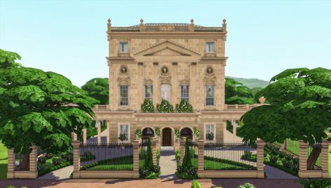 ✨ Danbury House ✨ | Patreon Lady Danbury, Regency Era, Floor To Ceiling Windows, Ceiling Windows, Netflix Series, Garden Statues, Sims 4, Thank You, Exterior