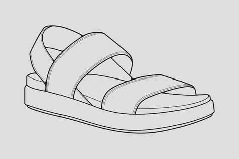 Sandals Drawing Sketch, Sandles Reference Drawing, How To Draw Sandals, Sandal Sketch, Sandals Illustration, Sandals Drawing, Design Shoes Drawing, Footwear Drawing, Shoe Drawings