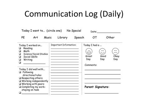 Daily Parent Communication Log, Md Room, Parent Communication Log, Teacher Communication, Parent Teacher Communication, Communication Log, Teacher Helper, Parent Teacher, Parent Communication