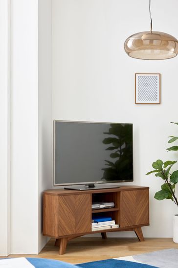 Dark Anderson Oak Effect Corner TV Stand Tv Unit Uk, Corner Tv Units, Modern Corner Tv Stand, Modern Tv Stands, Corner Tv Stands, Floating Tv Unit, Corner Tv Unit, Wood Details, Corner Tv Stand