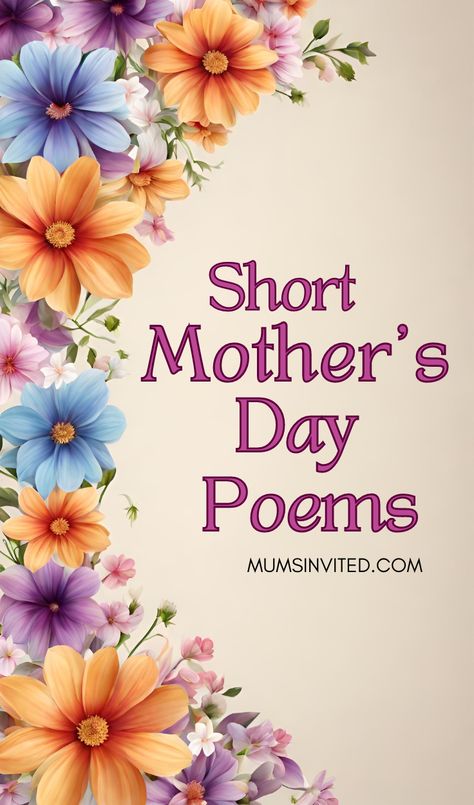 Touch Mom's heart this Mother's Day with our collection of heartwarming poems. Find short & sweet verses for preschoolers, toddlers & kids to express their love. Discover funny, cute, & sincere poems from daughters and sons. Explore printable ideas for handmade cards and crafts. Make Mom & grandma feel special with these beautiful quotes and words of appreciation. Short mothers day quotes. Mother’s day poems from kids. Funny mothers day poems. Happy mothers day poem. Christian mothers day poems. Happy Mother’s Day Beautiful, Mother Day Poems From Kids, Cute Mother’s Day Quotes From Kids, Happy Mothers Wishes, Mothers Day Poems For Toddlers, Sayings For Mother's Day Cards, Mother’s Day Card Ideas Words, Kids Mother’s Day Poem, Happy Mother’s Day Christian Message