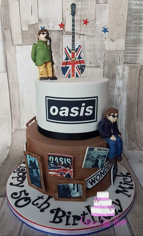 Oasis Cake, Guitar Cake, Rock Cake, Oasis Band, Liam And Noel, Cake House, Liam Gallagher, Bday Cake, Little Cakes