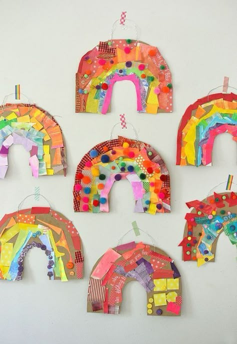 Cardboard Rainbow, Påskeaktiviteter For Barn, Make A Rainbow, Rainbow Crafts, Art Camp, Kindergarten Art, Art Activities For Kids, Kid Art, Toddler Art