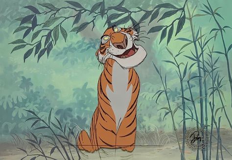 Original Production Animation Cel of Shere Khan from "The Jungle Book," 1967 Jungle Book Shere Khan, Jungle Book 1967, Shere Khan, Jungle Book Disney, Animation Disney, Reference Board, Animation Cel, Disney Cats, The Jungle Book