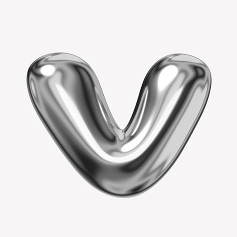 V alphabet, 3D chrome metallic balloon design | free image by rawpixel.com / Sakarin Sukmanatham Bubble Font Free, Bubble Writing Font, Silver Typography, Y2k Fonts, Bubble Writing, V Alphabet, Font Wallpaper, Illustrator 3d, 3d Fonts