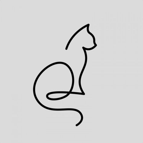 Simple Cat Illustration, One Line Drawing Tutorials, Animal One Line Drawings, One Line Drawing Animals, Single Line Animals, Cat Line Drawing, One Line Dog Drawing, Cat One Line Drawing, One Line Drawing Cat