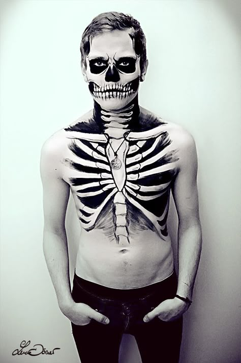 Born This Way by crazyluh on deviantART Maya Painting, Skeleton Face Paint, Skull Monster, Rick Genest, Skull Face Paint, Monster Makeup, Creepy Costumes, I Love My Boyfriend, Skeleton Makeup