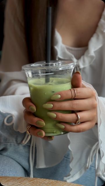 Nails Natural, Clean Nails, Matcha Latte, Nail Gel, Green Nails, Almond Nails, Natural Nails, Matcha, Gel Nails