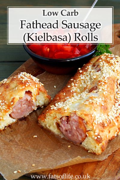 Fathead Sausage Rolls (Low-carb) Keto Kielbasa, Polish Sausage Recipes, Keto Sandwiches, Low Carb Treat, Bratwurst Recipes, Fat Head Dough, Keto Sausage, Fathead Dough, Smoked Sausage Recipes